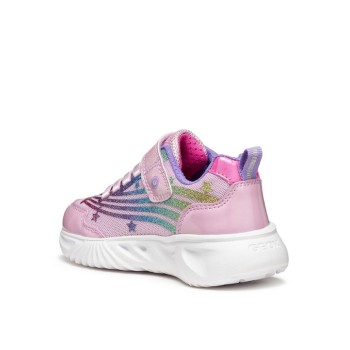 GEOX ASSISTER ΠΑΙΔΙΚΑ SNEAKERS ΑΝΑΤΟΜΙΚΑ ΜΕ ΦΩΤΑΚΙΑ ΡΟΖ  J56E9B0ASKNC8206 
